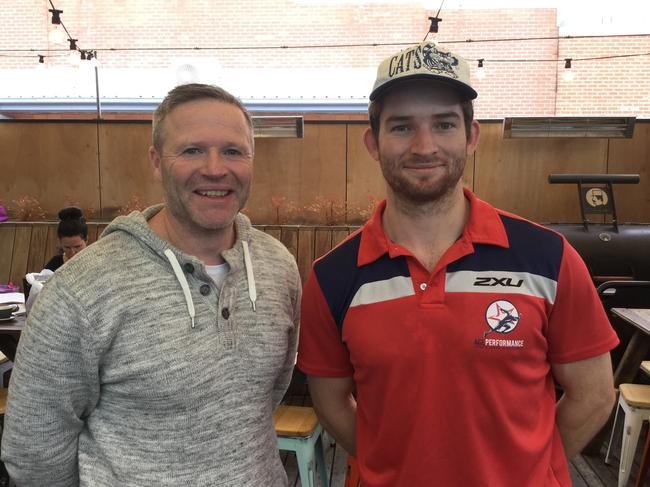 Diamond Creek coach Craig Hayes and recruit Tom Bennett.