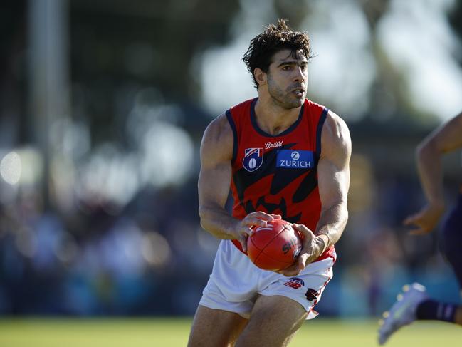 Christian Petracca in action for the Demons. Picture: James Worsfold/AFL Photos/via Getty Images.