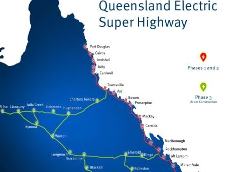 State Government map showing the rollout plan for EV charge stations.