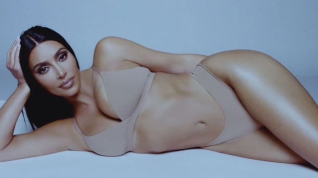 Kim Kardashian appears in her Skims TV ad that was not retouched. Picture: Skims