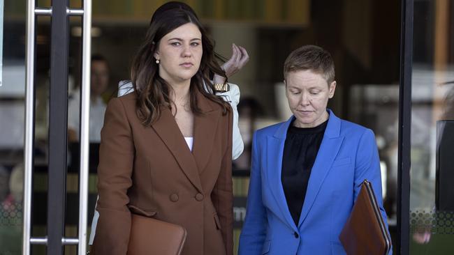 Brittany Higgins (left) alleges she was raped by her colleague in her boss Linda Reynolds’ office in 2019. Picture: NCA NewsWire / Gary Ramage