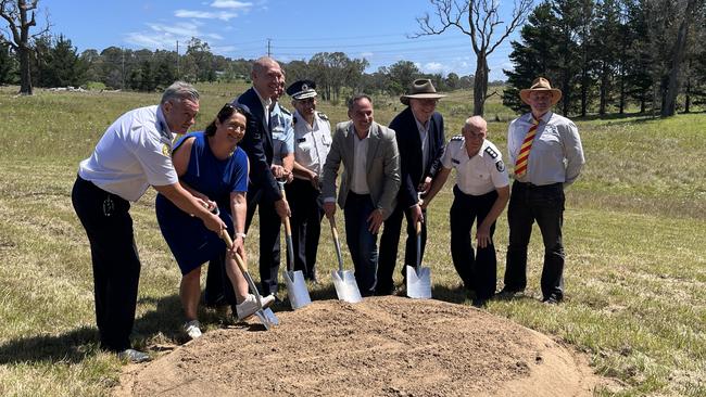 RFS members and politicians turning the sod at the facility site. Picture: Tom McGann