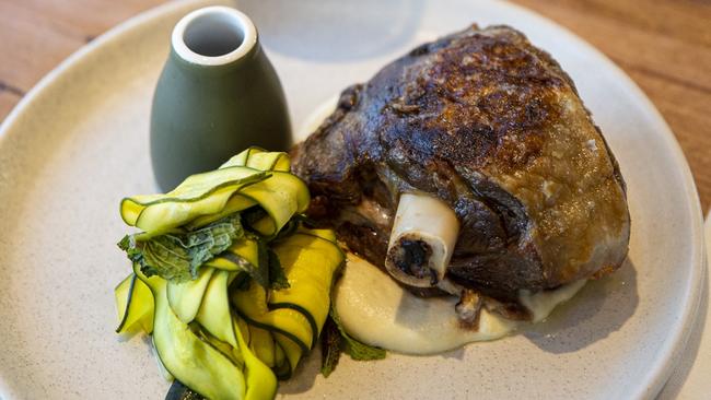 Slow-cooked lamb shoulder at Acre Farm and Eatery at Burwood Brickworks. Picture: Supplied.