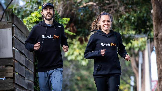 Elite runner Riley Cocks and Olympian Izzi Batt-Doyle. Picture: Tom Huntley