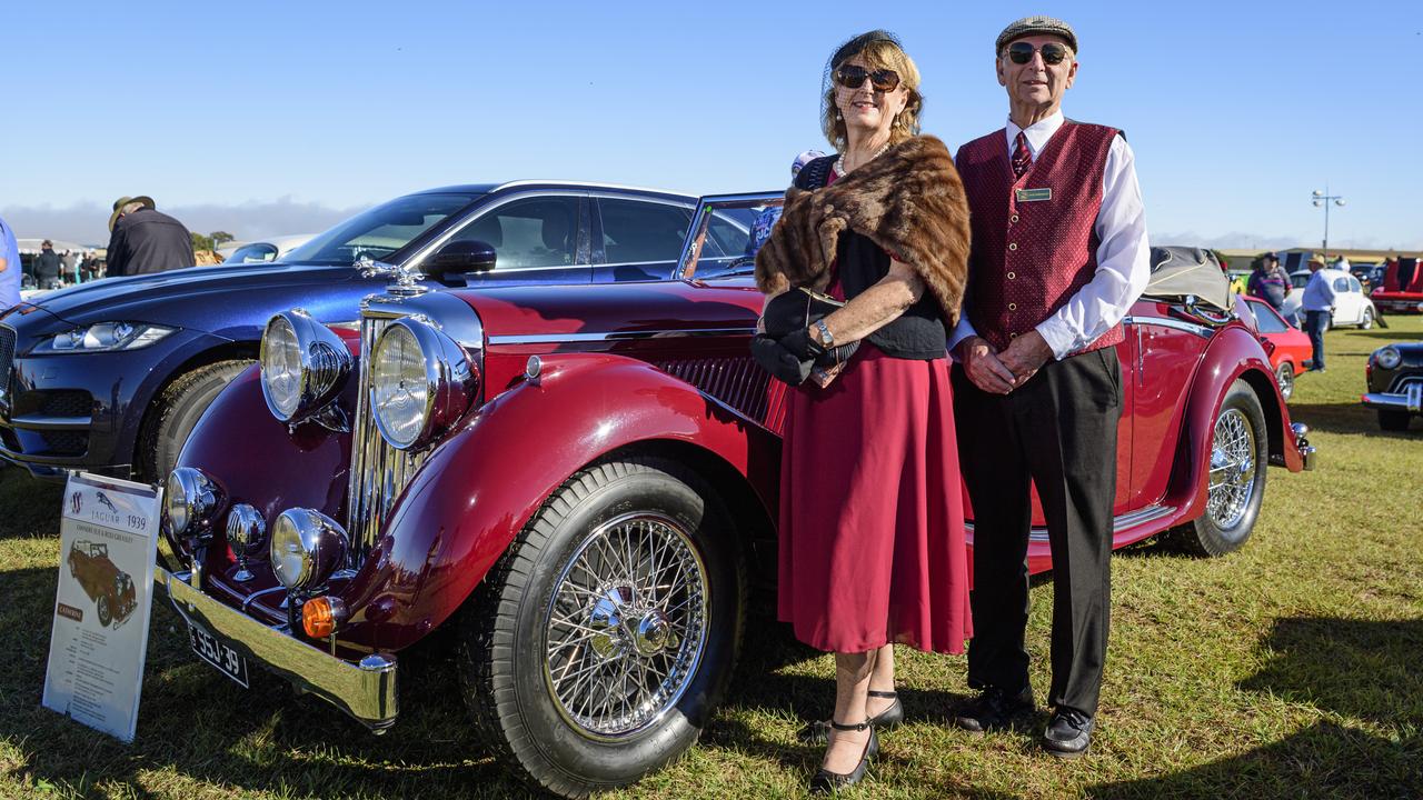 Sue and Rod Greasley with their 1939 SS Jaguar drophead coupe on show at the David Hack Classic, Sunday, May 18, 2025. Picture: Kevin Farmer