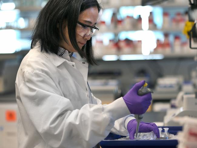 Scientist Xinhua Yan in the Moderna lab in the US. Picture: David L. Ryan/Getty Images