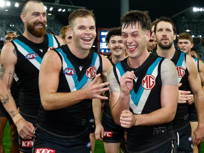 Port claimed a famous victory in Geelong earlier this season. Picture: Michael Willson/AFL Photos via Getty Images