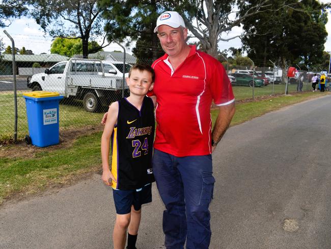 Attendees enjoying the 159th Sale Agricultural Show at the Sale Showgrounds on Friday, November 01, 2024: Coby Slykerman and Ian Prenell. Picture: Jack Colantuono