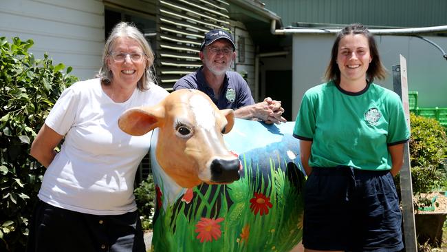 Mungalli Creek Bio-Dynamic Dairy owners Robert Watson and Michelle Bell-Turner with The Dairy team leader Beth Watson. PICTURE: STEWART MCLEAN