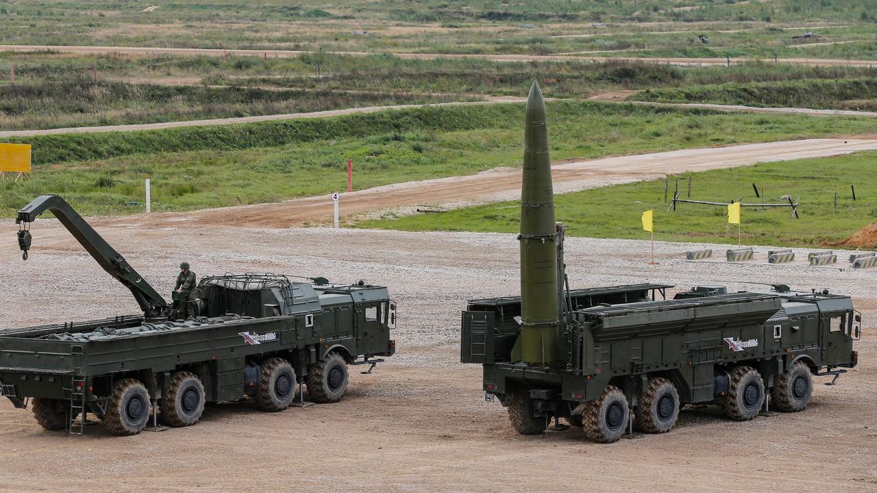 Nuclear-capable ‘Iskander-M' prepares for fire during a demonstration near Moscow. Russia has reportedly placed the missiles 80km from the Polish border. Picture: Supplied