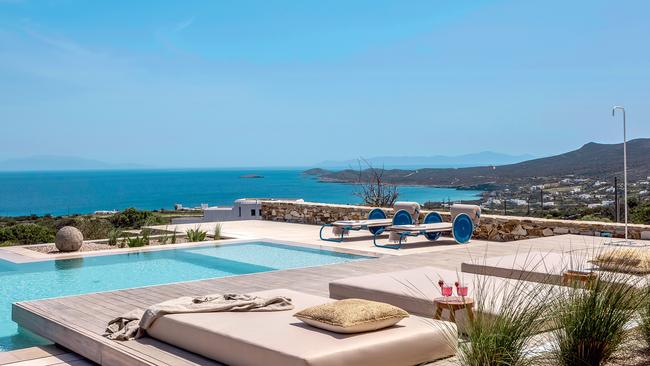 The pool area and view at Xasteria in Antiparos. Picture: Louisa Nikolaidou.