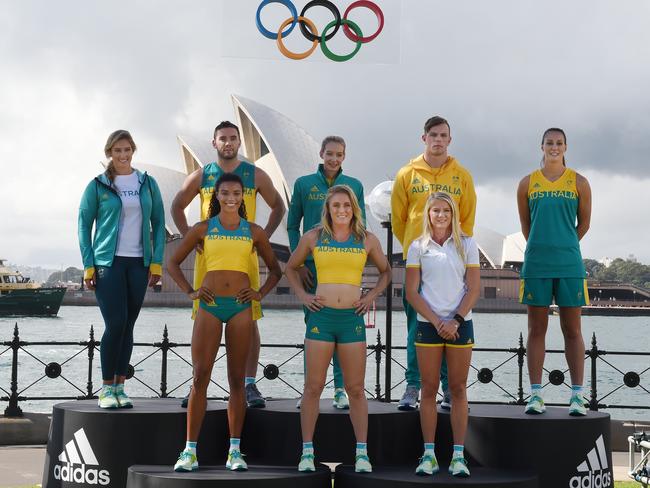 Representatives from the Australian Olympic team unveil their competition uniforms in Sydney.