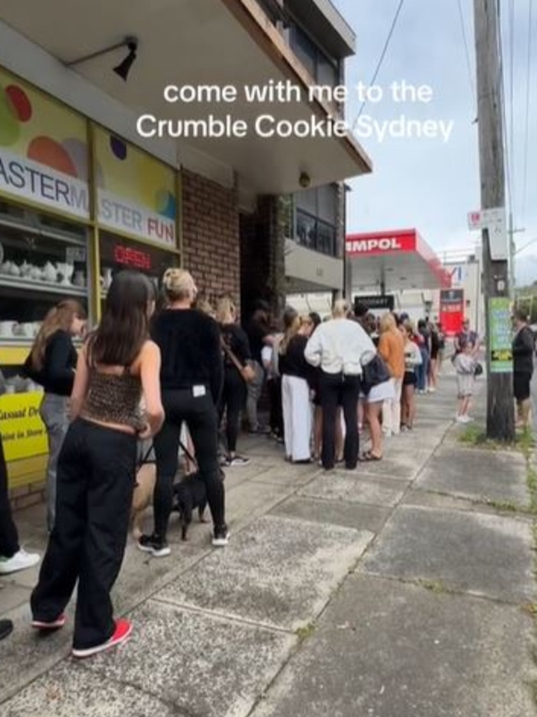 Sydneysiders waited in line for at least 45 minutes to get their hands on a biscuit. Picture: TikTok