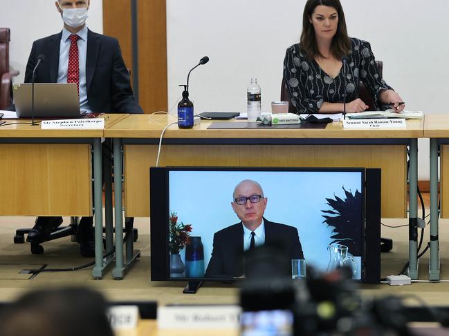 News Corp’s chief executive Robert Thomson appeared via video link at the media diversity inquiry. Picture: Gary Ramage