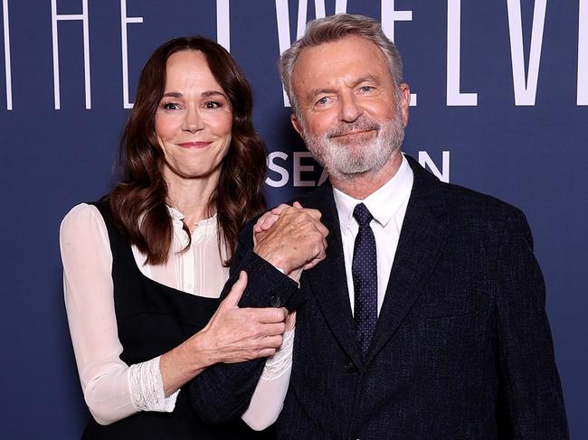 SYDNEY, AUSTRALIA - JULY 08: Frances O'Connor and Sam Neill attend the "The Twelve" Season 2 World Premiere at The Ritz Cinemas on July 08, 2024 in Sydney, Australia. (Photo by Brendon Thorne/Getty Images)