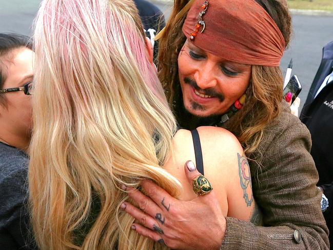 Johnny Depp meeting fans after filming at Cleveland. Pic Peter Wallis