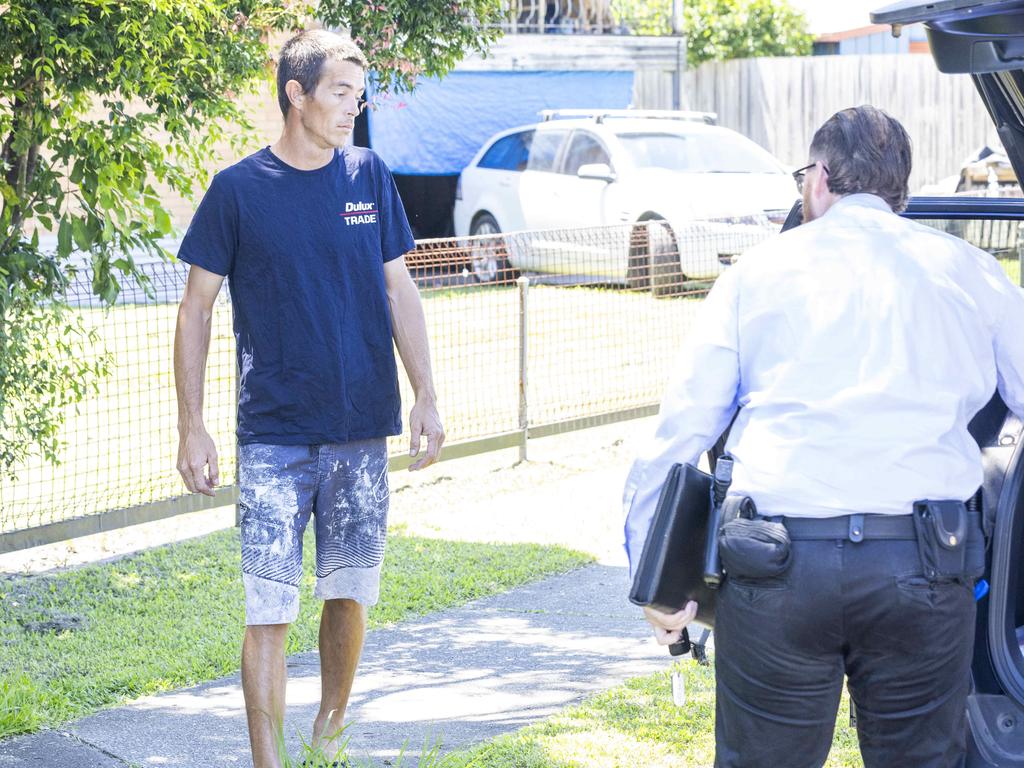 Kaine Thomson-Gleeson being questioned by police. Picture: Richard Walker