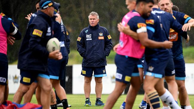 Garth Brennan looks on during one of his final training sessions at the Titans. Picture: AAP Image/Dave Hunt