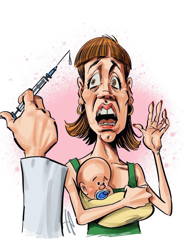 Women in their 30s are the group most resistant to vaccination for COVID-19. Artwork: Terry Pontikos