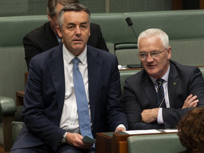 Gippsland MP Darren Chester and Nicholls MP Damian Drum during Question Time last week. Picture: NCA NewsWire / Martin Ollman