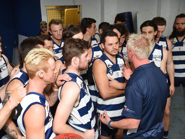 Justin Hamiton coaching Pearcedale in 2019. Picture: Josie Hayden