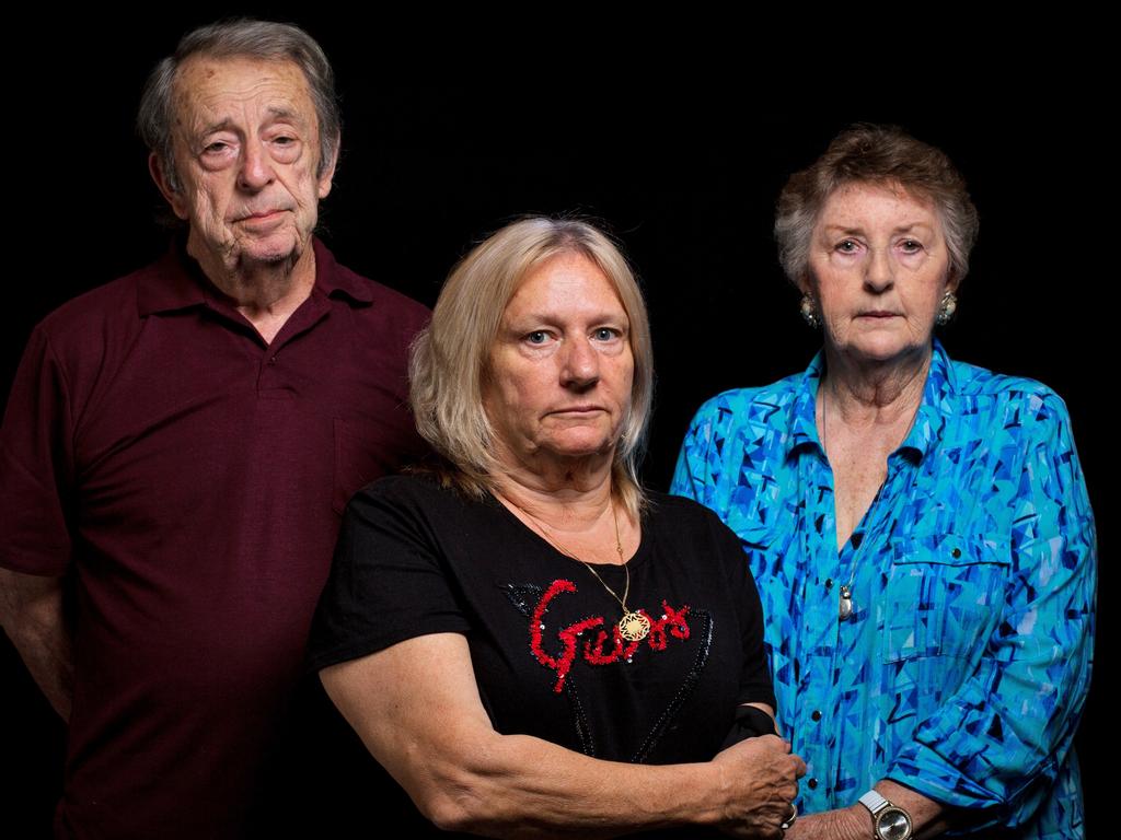 Peggy Kotevski, centre, and Ron and Anne Robinson are seeking a $1 million reward to help police discover what happened to their missing daughters. Picture: Liam Driver