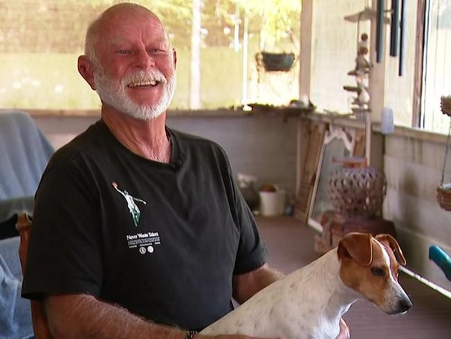 Stephen Innes and his three-legged dog Luna were in the water for seven hours after their boat capsized off Boatswain Point on Limestone Coast, SA. Picture: 7 NEWS