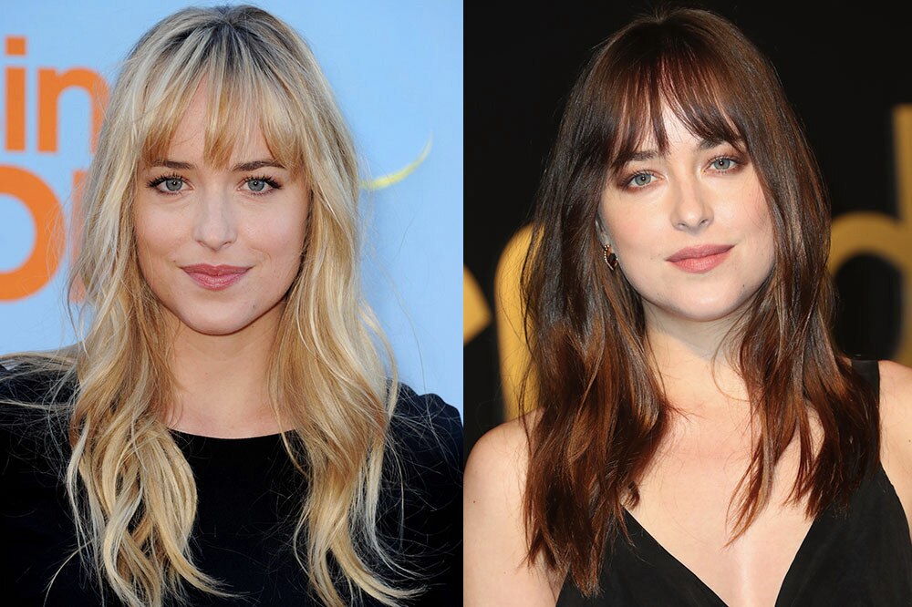 <h2><strong>Dakota Johnson</strong></h2><p>Johnson was a blonde just like her mother, Melanie Griffith, before she took on the role of Anastasia in <em>Fifty Shades of Grey</em> and adopted her character's signature dark tresses.</p>