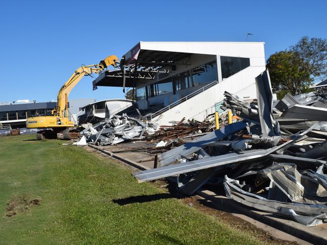 Work on the demolition of the Jack Crow Stand at Rockhampton's Browne Park started on July 17, 2024. Photo: Pam McKay