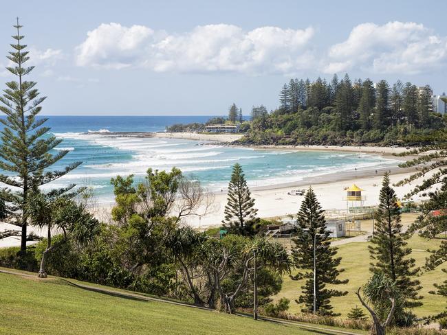 View of Coolangatta beach and Snapper Rocks from Kirra Point Lookout, Gold Coast.Escape 24 November 2024Kendall HillPhoto - Getty Images