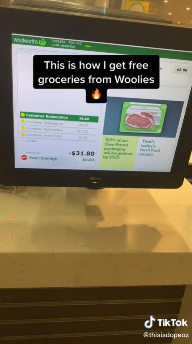 He was able to get $31.80 worth of groceries. Picture: TikTok/thisisdopeoz