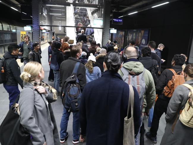 Town Hall station during the rush on Friday. Picture: John Grainger