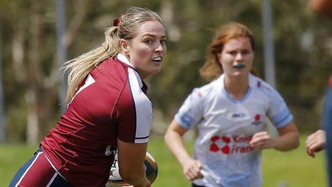 Next Gen 7s action between NSW and Queensland in round one. Photos: Supplied/Karen Watson