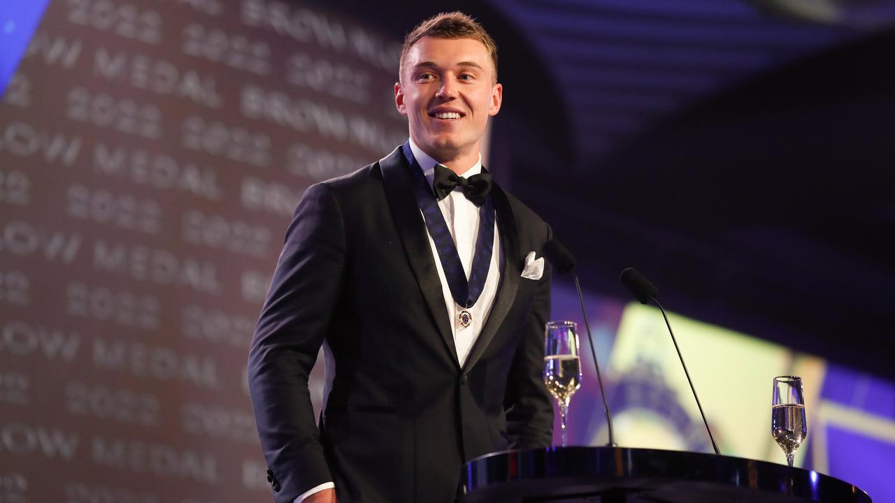 Patrick Cripps won new fans with his down-to-earth acceptance speech. Picture: Getty Images