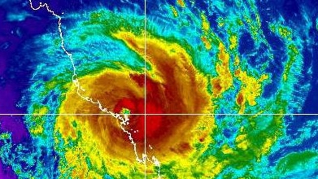 Cyclone Debbie crosses the Queensland coast in March, 2017.