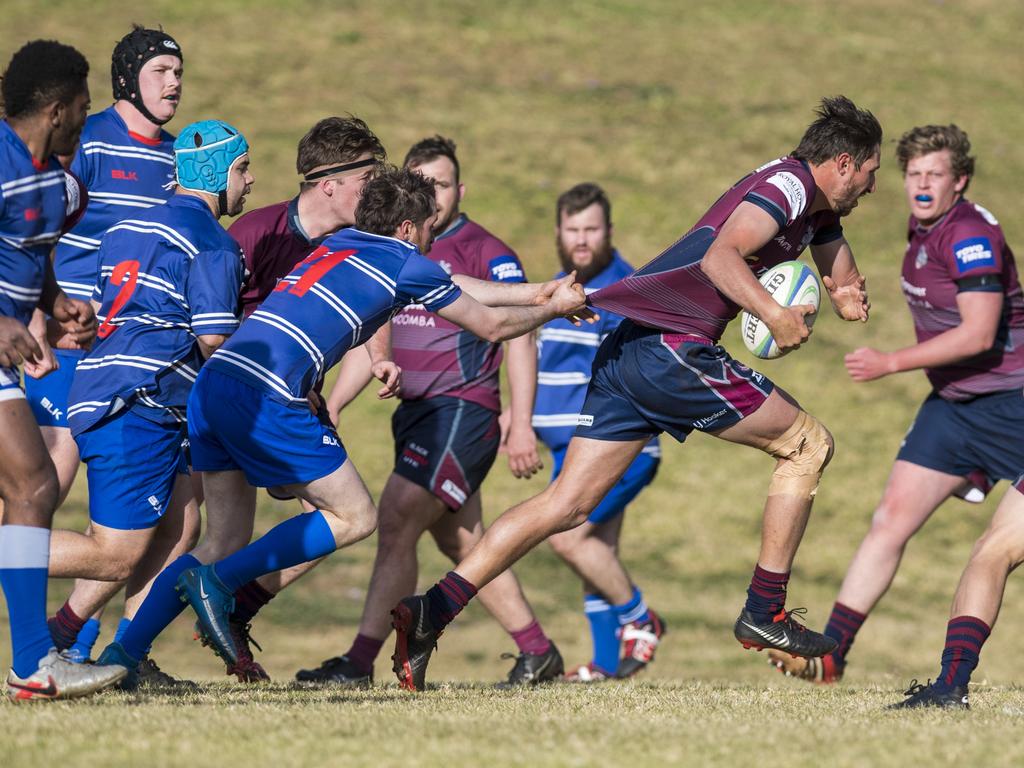 Dan Anderson on the move for Toowoomba Bears against USQ in Downs Rugby Risdon Cup round 11 rugby union at USQ, Saturday, June 19, 2021. Picture: Kevin Farmer
