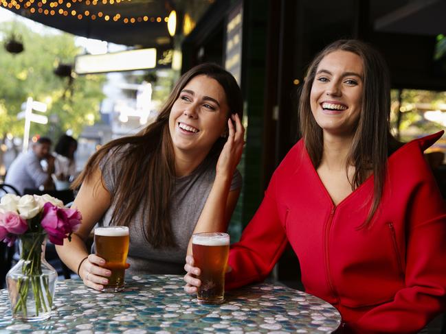 Gretel Palfrey and Patricia Gallaher enjoy a drink at the Royal Oak in Double Bay. Picture: Justin Lloyd