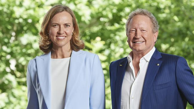 New Fortescue iron ore chief  Fiona Hick (L) and Fortescue chief executive Andrew Forrest. Picture: Frances Andrijich