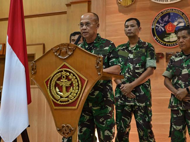 Indonesian military spokesman Julius Widjojono speaks during a press conference at the military headquarter in Jakarta. Picture: AFP