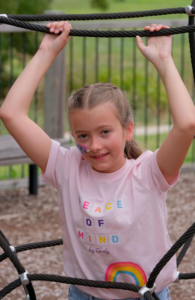 Nine-year-old Emily Cooke has brain cancer and is the ambassador for Peace of Mind’s Challenge Brain Cancer event in Geelong. Picture: Mark Wilson