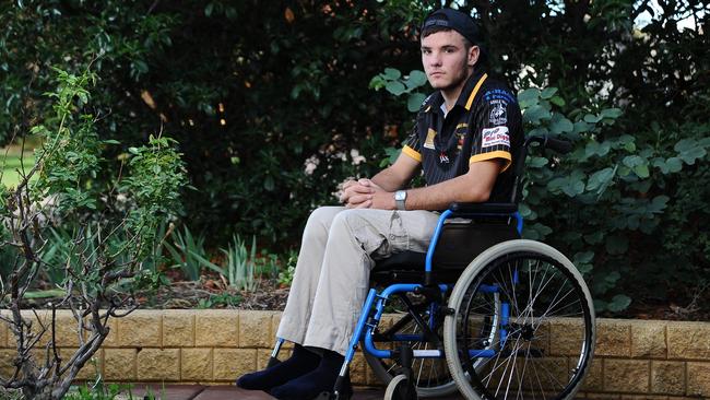 Craig Wilson , then 17, of Craigmore during his recovery from his first injury. Picture: Nicholas Wrankmore.