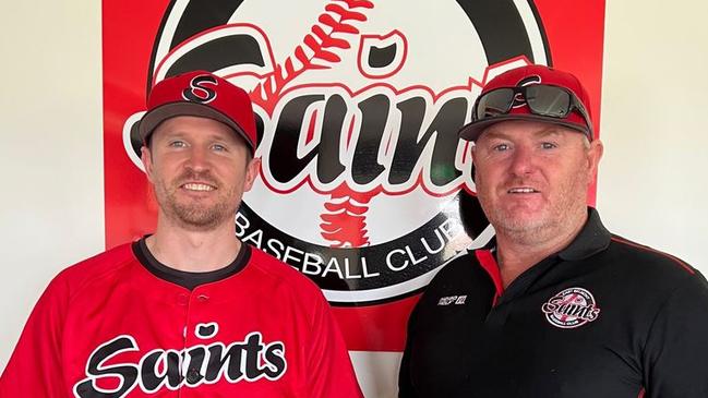 Cameron Brown (left) joined the Saints as coach in 2023. Picture: East Belmont Saints.