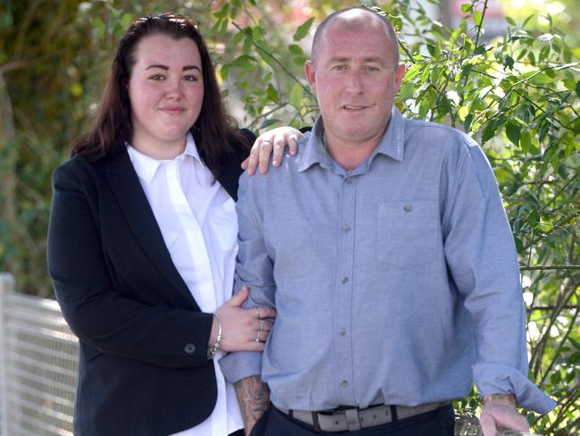 Bradley Victory and daughter Casey, who was in court to support her father today. Picture: Jeremy Piper