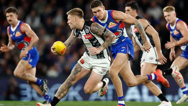 Jordan De Goey is ready to fire. Picture: Michael Willson/AFL Photos via Getty Images