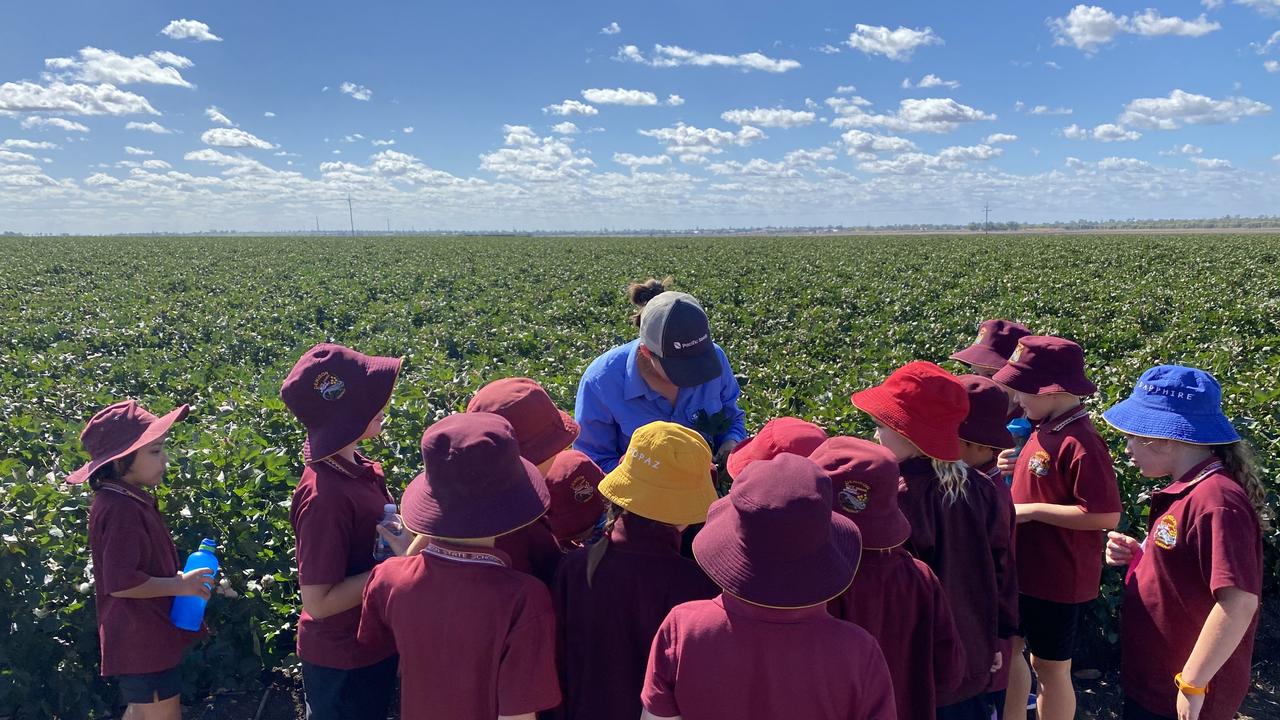 Denison State School students at a local farm as part of CQUniversity's Kids to Farm project.