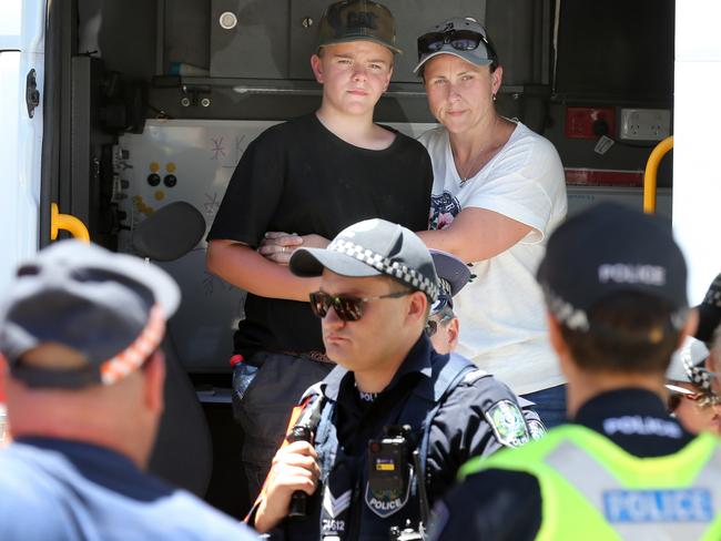 MIssing Boy in Aligator Gorge in Mt Remarkable National Park.. 13 year old Logan Good, found safe and well after spending a night lost in the scrub. SES, volunteers, and police, along with LoganÃs parents, Hayley Good and Brendan Jones, were relieved when Logan turned up this morning, knocking on the door of a park lodge, and asking for water. Pictured here, Logan and his mum Hayley, thank the searchers.7 January 2021. Picture Dean Martin