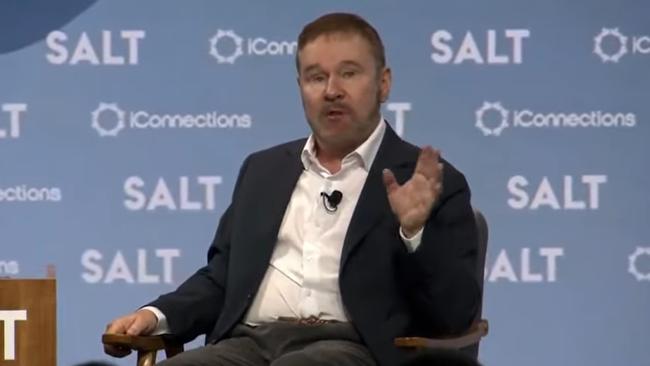 Dr Garry Nolan speaking at the Salt conference in New York. Picture: @ProjectUnity/YouTube