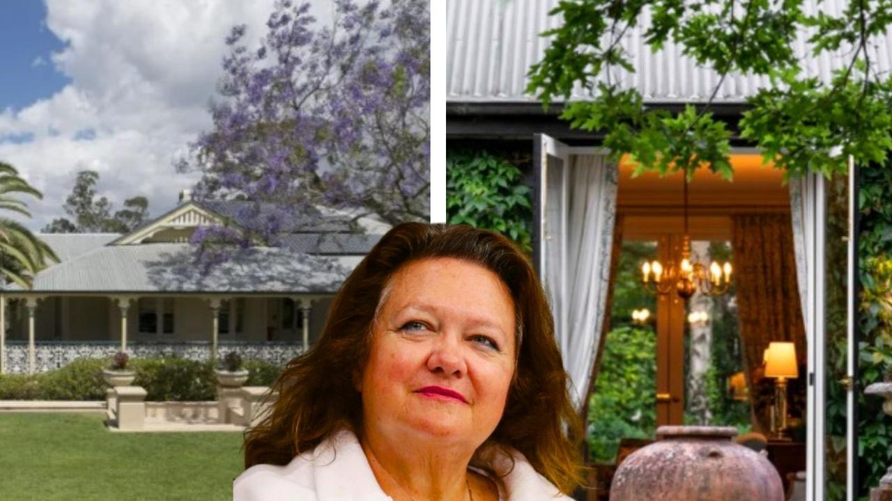 Billionaire Gina Rinehart owns a luxurious waterfront property in Brisbane and a place at Chelmer where there is a 5m high glass wall and the bathroom has a glass ceiling. Pictures: The Courier-Mail