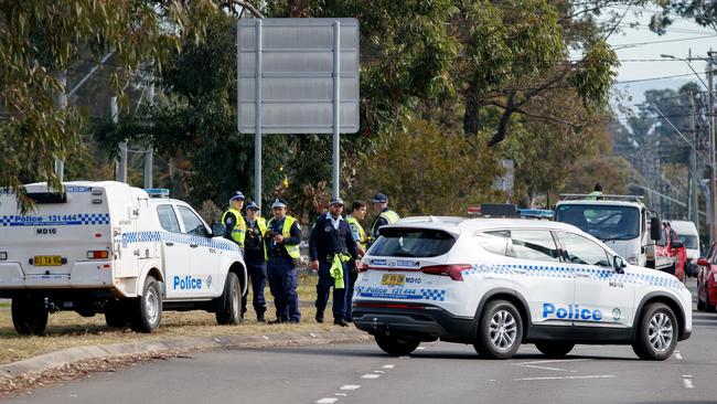 Police at the scene of a fatal road rage incident on Jersey Road in Blackett on Thursday. Picture: NewsWire / Nikki Short
