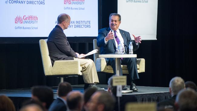 Australian born Chairman of DOW Chemical Andrew Liveris speaking at an AICD conference in Brisbane. Picture: Michael Warrington